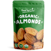 Food To Live - Organic Almonds, 2 Pounds Non-Gmo, Whole, Raw, No Shell, Unpasteurized, Unsalted, Vegan, Kosher, Bulk. Keto Snack. Good Source Of Vitamin E, Protein.