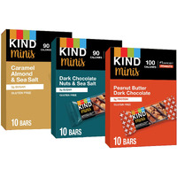 Kind Bar Minis, Variety Pack, Dark Chocolate Nuts And Sea Salt, Peanut Butter, Caramel Almond , Healthy Snacks, Gluten Free, Low Sugar/Calorie Snacks, 30 Count