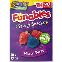Funables Fruity Snacks, Mixed Berry, Flavored Snacks, Halloween Candy Variety Pack Trick-Or-Treat Assortment, 0.8 Oz 40 Ct