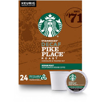 Starbucks Decaf K-Cup Coffee Pods - Pike Place Roast For Keurig Brewers - 1 Box (24 Pods)