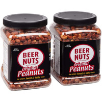 Beer Nuts Original Peanuts - Sweet & Salty Bar Nuts - Gluten Free, Kosher, Low Sodium Peanut Snacks Made In The Usa - 41Oz Family Size Resealable Jar (Pack Of 2)