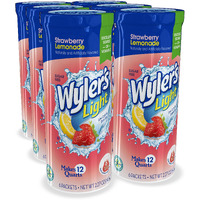 Wyler's Light Pitcher Packs (6 Per Canister), Strawberry Lemonade Drink Mix, Includes 6 Canisters (36 Total Pitcher Packs)