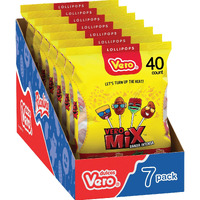 Vero Banda Fuego Mix Assorted Chili Lollipops, Artificially Flavored, 7 Bags, 40 Count Each, Net Weight Of 8 Pounds 15.5 Ounces