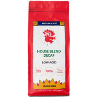 Puroast Low Acid Coffee , Whole Bean , Decaf House Blend , Medium Roast , Certified Low Acid Coffee , Ph 5.5+ , Gut Health , 2.2 Lb , Higher Antioxidants , Smooth For Cold Brew , Decaf Coffee