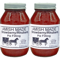 Amish Pie Filling Strawberry/Rhubarb And Topping - Two 32 Oz Jars