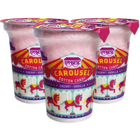 Snacktery Carnival Pink Cotton Candy - Let The Sweet Fun Begin With Cherry & Vanilla Flavored Individually Wrapped Cotton Candy - Pack Of 3 Tubs