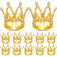 12 Pieces Crown Cake Topper Mini Baby Crown Tiny Queen Crown Small Princess Headpiece Cake Decoration For Women Lady Girl Bridal Wedding Royal Themed Baby Shower Decor Birthday Party (Gold)