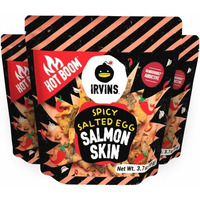 Irvins Hot Boom Salted Egg Salmon Skins, 3.7 Ounce (Pack Of 3)