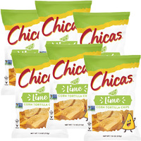 Chicas Tortilla Chips, White Corn Tortilla Chips Lime, Gluten Free, Vegan, Non-Gmo, For Dips, Spreads & More, 7.5 Ounce Bag (Pack Of 6)