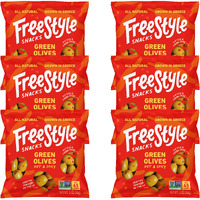 Freestyle Snacks Olive Snack Packs - Single Serve - Fresh Pitted Green Olives, Jumbo-Sized, Grown In Greece, All Natural, Non-Gmo, Paleo, Sugar-Free, Keto, Salty Snack - Hot And Spicy, 1.1Oz (6 Pack)