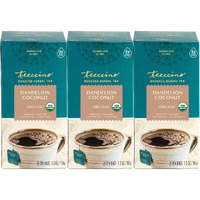 Teeccino Dandelion Coconut Tea - Caffeine Free, Roasted Herbal Tea With Prebiotics, 3X More Herbs Than Regular Tea Bags, Gluten Free - 25 Tea Bags (Pack Of 3)