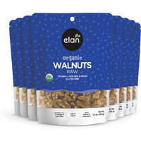 Elan Organic Walnuts, Raw Nuts, Unsalted, Unroasted, No Shell, Non-Gmo, Vegan, Gluten-Free, Kosher, Healthy Snacks, 8 Pack Of 5.3 Oz