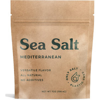 Only Organic Mediterranean Sea Salt - Fine Grain Kosher Salt Rich In 70+ Trace Minerals - Unrefined, All-Natural Seasoning For Cooking, Grilling & Electrolyte Drinks, 7 Oz Bag