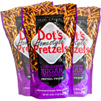 Dot's Cinnamon Sugar Pretzel Twists - Coated With Delicious Cinnamon Flavor - 3, 16Oz Bags