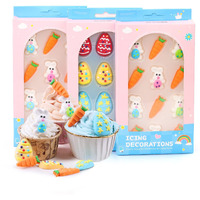 Easter Icing Decoration For Cupcake Decorating, Edible Carrot Cupcake Toppers, Easter Egg, Edible Bunny Icing Decorations For Macarons, Cookies, Waffles, And Ice Cream, Perfect For Easter Cake.