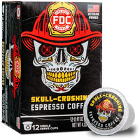 Fire Department Coffee - Gives Back To Firefighters - Skull Crushing Espresso Coffee Pods - Full-Bodied & Bold - Roasted In The Usa - Made With Premium Coffee Beans - Veteran Owned - 12 Single Pods