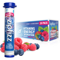 Zipfizz Daily Energy Drink Powder, Blue Raspberry, 20 Pack | 3-In-1 Sustained Energy, Rapid Hydration, And Essential Vitamins | Sugar-Free | Electrolyte Powder | Contains Vitamin B-12 & Antioxidants