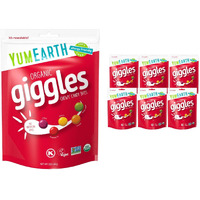 Yumearth Organic Giggles Chewy Candy - Allergy Friendly (Top 9 Free), No Artificial Dyes Or Flavors, Non Gmo, Gluten Free, Vegan Candy Snacks - 5 Ounce Bag (Pack Of 6)