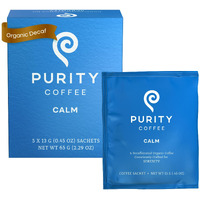 Purity Coffee Calm Decaf Medium Roast Organic Coffee - Usda Certified Organic Specialty Grade Arabica Single-Serve Packets - Third Party Tested For Mold, Mycotoxins & Pesticides - 5 Ct Box