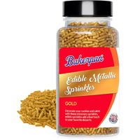 Bakerpan Gold Sprinkles Edible For Cupcakes, Gold Jimmies Sprinkles For Cake Decorating - 4.3 Ounces (Made In Usa)