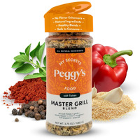 My Secrets Peggys Food Master Grill Blend Seasoning - Herb Seasoning Blend Spice Rub - Spice Mix With Sea Salt Flakes For Grilling - Natural & Healthy Spice Rub For All Meats - 3.5Oz