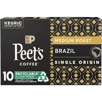 Peets Coffee Brazil Minas Naturais K-Cup Coffee Pods For Keurig Brewers, Medium Roast, 10 Pods