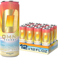 Omni Energy Drink Beach Day 12 Oz (Pack Of 12) | Contains 200Mg Natural Caffeine, B Vitamins, Coq10, Ginger Root Extract | Sugar-Free, Low Calorie, Energy Drink For All-Day Vitality