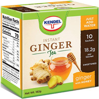 Kendel Instant Ginger Honey Tea, Caffeine Free (10 Sachets). Soothing Flavor, Non-Gmo