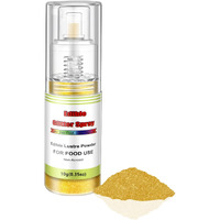 Edible Glitter Spray(Gold), Non Aerosol Food Coloring Lustre Powder, Food Grade Sparkling Dust Push Pump For Decorating Cupcake, Fondant, Cookie, Frosting, Gum Paste, 0.35 Oz.