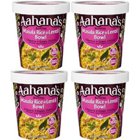 Aahana's Bombay Masala Rice & Lentil Bowl- Kitchari Vegan Meals, Gluten Free, Kosher, Plant-Based, Meals Ready To Eat Indian Food & Vegetarian Food | Just Add Water Meals, No Refrigeration (4 Pack)