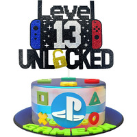 Happy 13Th Birthday Video Game Cake Topper Level 13 Unlocked Cake Topper For Kids Boys Girls 13-Years-Old Birthday Party Decoration (13)