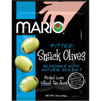 Mario Camacho Foods Pitted Snack Olives - Green Olives With Sea Salt - 1.05 Oz Pouches (Pack Of 12)