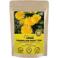 Fullchea - Dandelion Root Tea Bags, 40 Teabags, 2.5G/Bag - Premium Roasted Dandelion Root - Non-Gmo - Caffeine-Free - Detox Herbal Tea - Helps Improve Digestion & Immune System