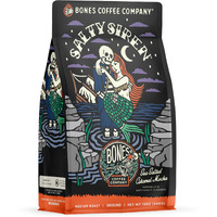 Bones Coffee Company Salty Siren Ground Coffee Beans Caramel Chocolate Flavor, Low Acid Flavored Coffee, Made With Arabica Coffee Beans, Medium Roast Gourmet Coffee (12 Oz)