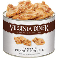Virginia Diner - Gourmet Natural Classic Peanut Brittle (Virginia Peanuts, Pure Sugar & Salt), 16 Ounce Tin