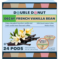 Double Donut Decaf French Vanilla Coffee Pods, Medium Roast Single Serve French Vanilla Bean Decaf Flavored Coffee Pods For Keurig K Cup Brewers, 24 Count