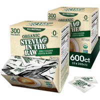 Stevia In The Raw Organic Stevia Sweetener Packets, 300 Ct Box, 2 Pack, Zero Calorie Stevia Sugar Substitute Packets, No Erythritol Or Artificial Flavors, Usda Organic, Non-Gmo Project Verified, Vegan