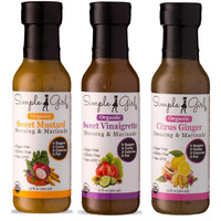 Simple Girl Salad Dressing-3 Bottle Pack- Sweet Vinaigrette, Sweet Mustard And Citrus Ginger