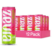Zevia Zero Sugar, Strawberry Kiwi Energy Drink, 12 Fl Oz Cans (Pack Of 12)