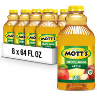 Mott's 100% Original Apple Juice, 64 Fl Oz Bottle (Pack Of 8), 2 Servings Of Fruit Per Cup, 100% Fruit Juice, Gluten-Free, Caffeine-Free, Kosher, And Contains No Artificial Colors Or Sweeteners