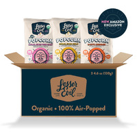Lesserevil Organic Popcorn Variety Pack, Himalayan Pink Salt (4.6 Oz Bag), Himalayan Gold (4.6 Oz Bag), And White Cheddar Flavor (4.6Oz Bag)