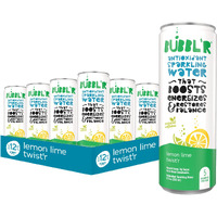 Bubbl'R Lemon Lime Twist'R, Antioxidant Sparkling Water With Natural Caffeine, 0G Sugar, Gluten Free, All Natural Flavors, 12 Fl Oz Cans, 12 Count