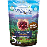 Subtle Earth Organic Coffee - Dark Roast - Whole Bean Coffee - 100% Arabica Beans - Low Acidity And Non-Gmo - 5Lb Bag
