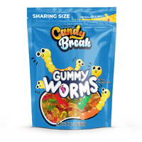 Candy Break Fruity & Sweet Gummy Worms 24 Oz Share Size Bag Pack Of 1 - Chewy Gummy Bulk Candy Pack - Snacks For Kids & Grown Ups