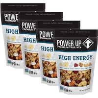 Power Up High Energy Trail Mix By Gourmet Nut, Walnuts, Banana Chips, Cashews, Coconut, Cranberries & Papaya Mix - Keto & Paleo Friendly Snacks - Non Gmo Vegan Gluten Free Kosher, 8Oz Bags, Pack Of 4