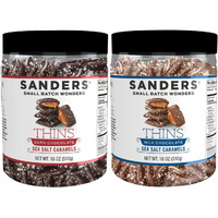 Sanders Thins, Sea Salt Caramels, Milk Chocolate & Dark Chocolate Variety, 18 Oz Tubs (Pack Of 2)