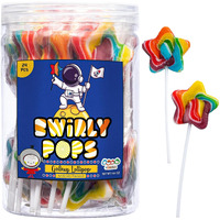 24 Galaxy Star Rainbow Lollipops Individually Wrapped, Bursting With Fruity Flavor, Great Swirl Lollipops For Kids Birthday Parties, Space Candy Party Favors And Cake Toppers, By 4Yoreelves (Pack Of 24)