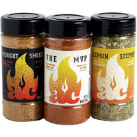 Ac Barbeque Trio Seasoning Set - The Mvp, Midnight Smoke, Lemon Stepper Bbq Rubs Variety Spice Pack For Steaks, Chicken, Pork, Veggies, Wings, Burgers, Snacks - 3 X 5.5Oz Bottles
