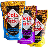 Dot's Cinnamon Sugar Pretzels - Variety Pack - Dot's Southwest Flavored Sticks - Dot's Honey Mustard - 3, 16Oz Packs
