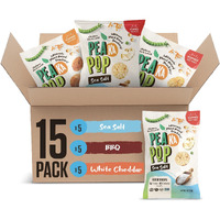 Peakapop Veggie Chips - Plant-Based, Healthy Veggie Crisps With Pea, Lentil & Chickpea Protein - Gluten-Free, Popped Chips - Snack Size For Kids & Adults - 1 Oz Bags (15-Pack) - Variety Pack